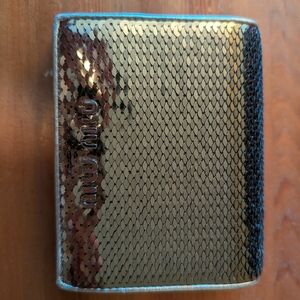 Miu Miu Shimmering Gold and Black Sequin Card Holder